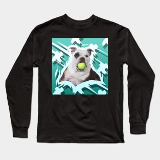 Cute The Dog With Ball- vector art the dog Long Sleeve T-Shirt